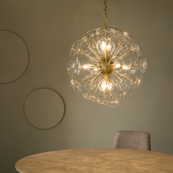 Lustre en verre et métal finition laiton DAHLIA